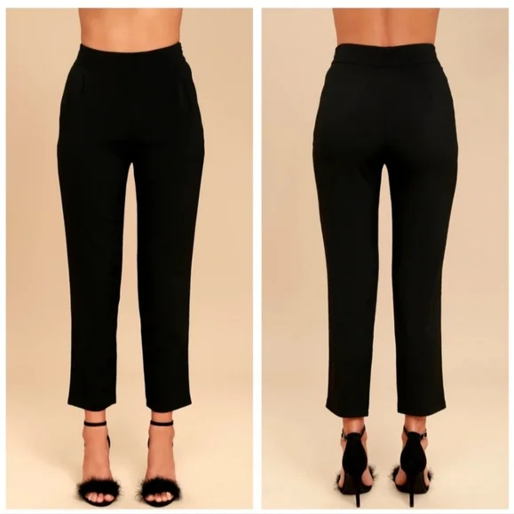 Lulu’s Kick It Black High-Waisted Trouser Pants - Picture 2 of 6